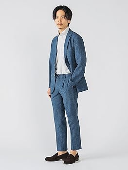 BEAMS デニムプリント シアサッカー 2ボタン ジャケット パンツ　セット Amazon.co.jp: [ビームスハート] ジャケット デニムプリント